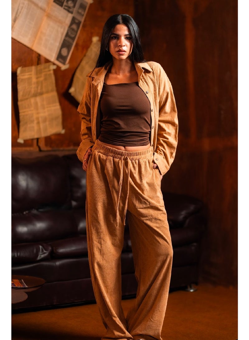 كنزه طقم قطيفة (قميص + بنطلون) - Image 3